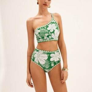 Commense Green Floral One-Shoulder Bikini